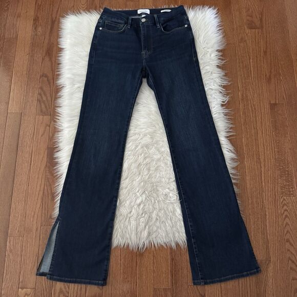 Frame Bootcut Jeans Women’s 27 Le Mini Boot Side Slit Dark Wash Midrise Majesty - Picture 3 of 14